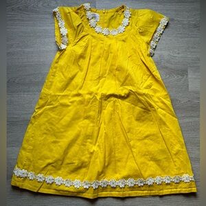 Mini Boden Yellow Daisy Pleated Dress 5/6y